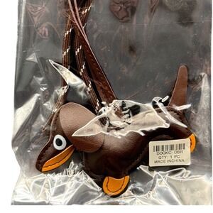 Dachshund Dog Bag Charm Keychain Brown Orange Faux Leather DOGKC-DBR NEW